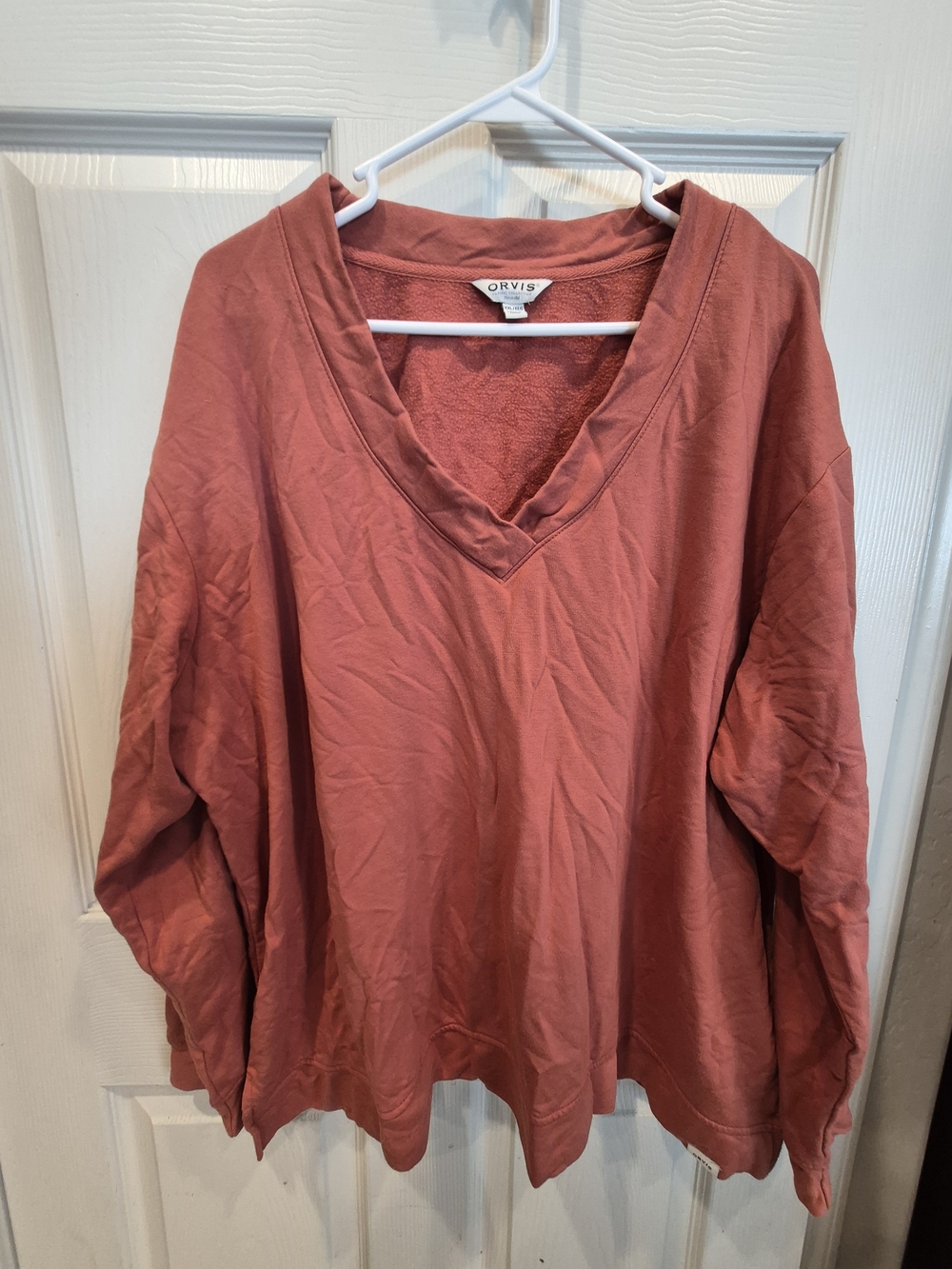 Orvis Women's V-Neck Pullover Sweatshirt - Rose Clay